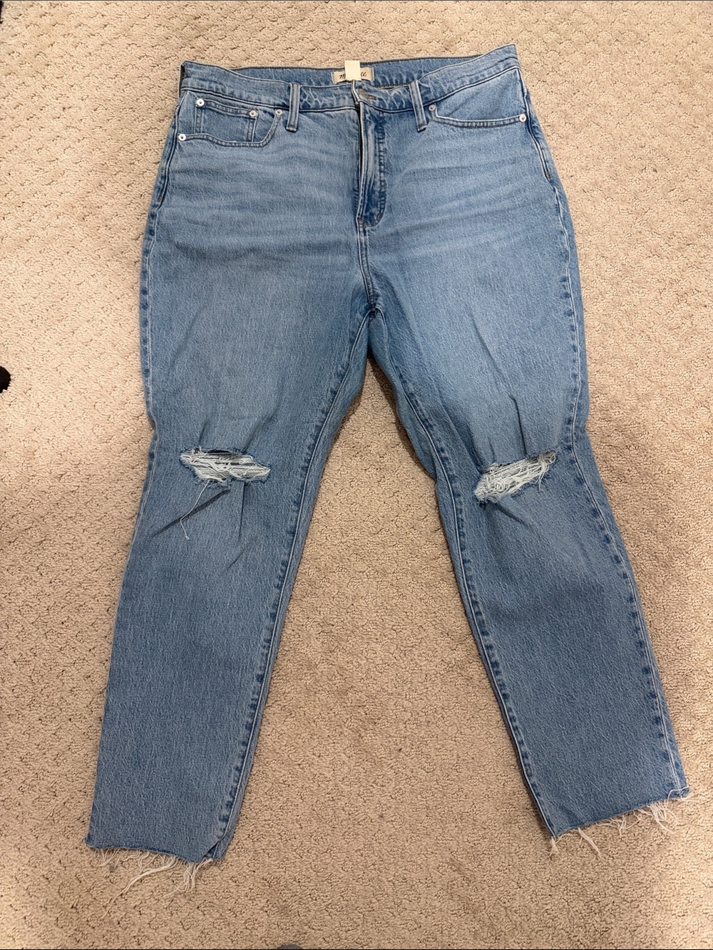Madewell Washed Blue Distressed Boyfriend Jeans